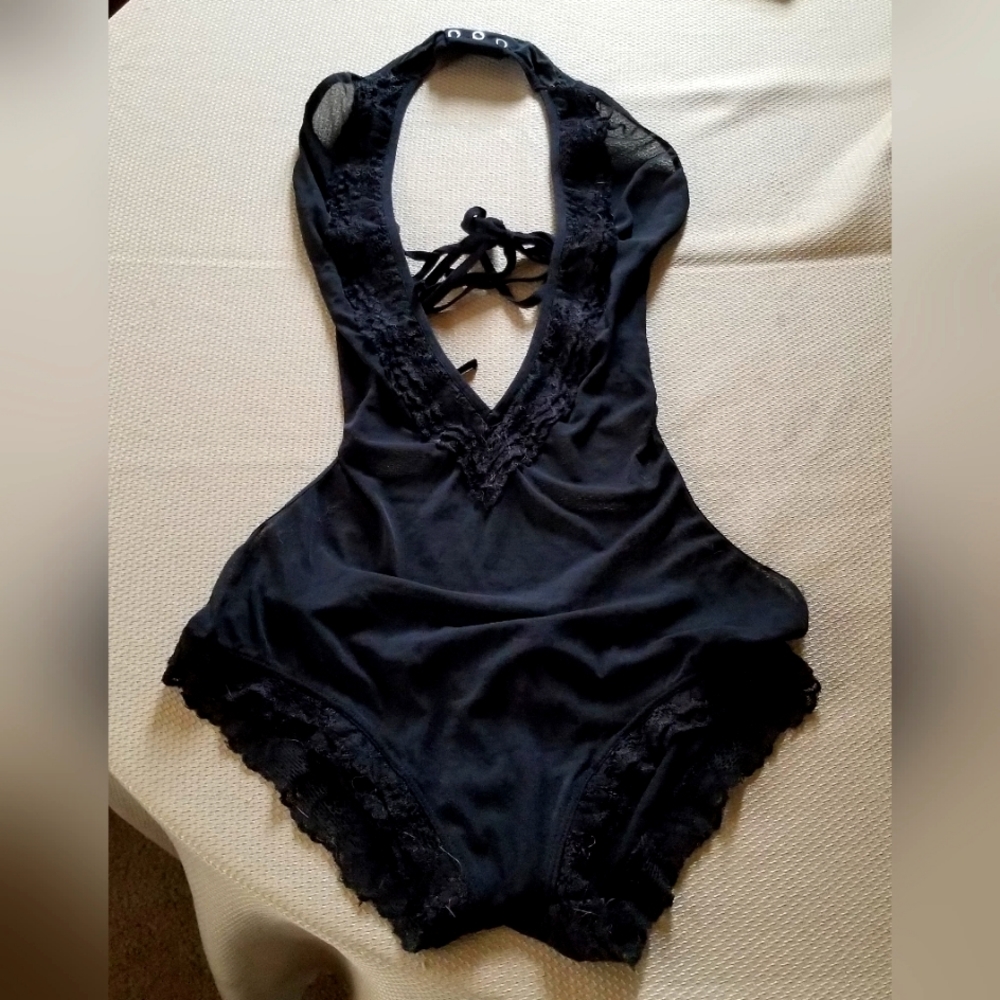 Black 1pc sheer and short short